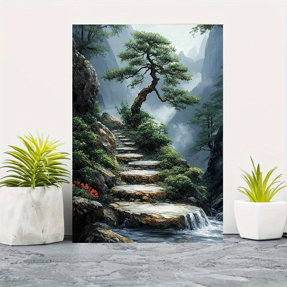 Bonsai Vertical Garden - งานศิลปะบนผืนผ้าใบสวนเซนที่มีต้นบอนไซญี่ปุ่น เหมาะสำหรับตกแต่งผนัง และเป็นของขวัญที่ช่วยผ่อนคลายสำหรับบ้าน