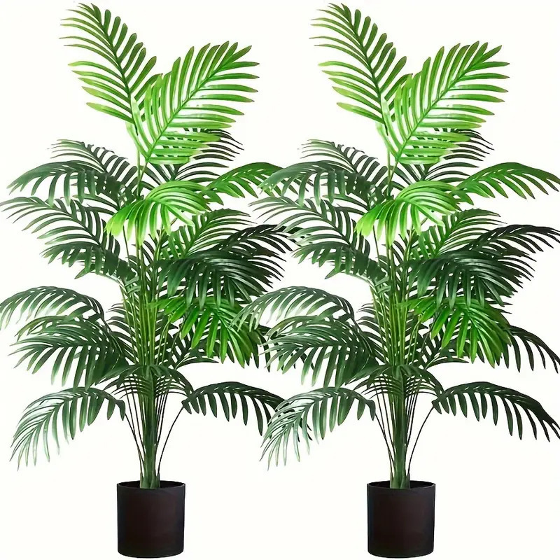 Bonsai Garden Zen - ต้นปาล์มอะรีกาปลอม 24 ใบ ต้นไม้ประดิษฐ์ในกระถางพลาสติกสีเขียว ต้นไม้ปลอม บอนไซ