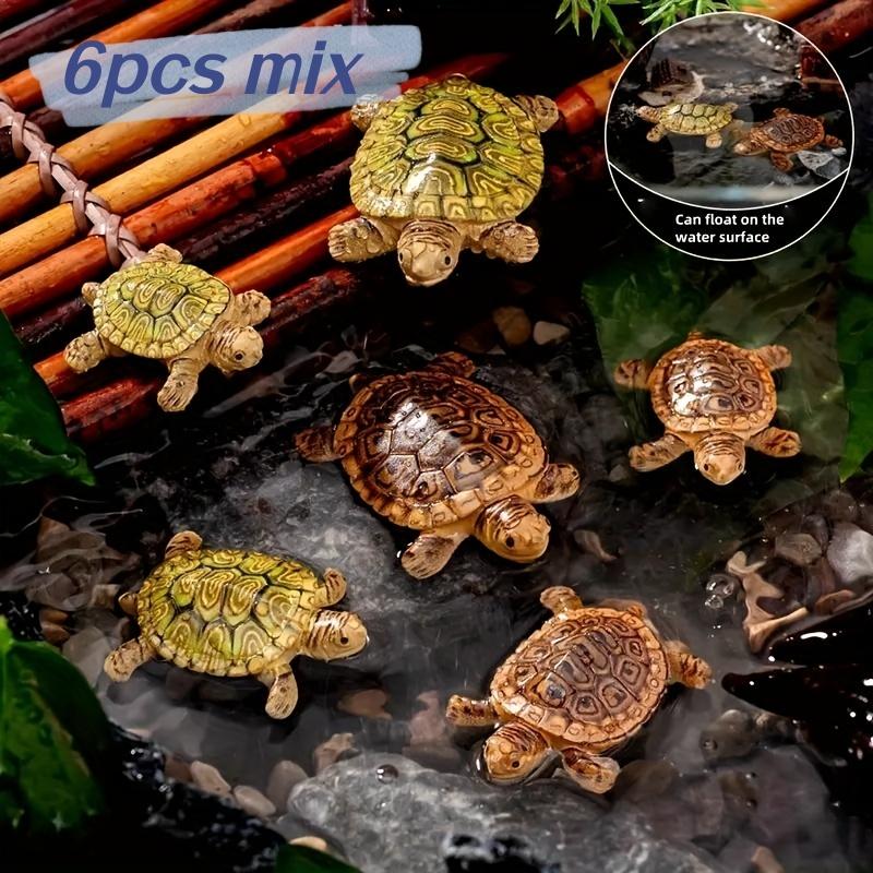 Bonsai Garden Mini - รูปปั้นเต่าขนาดเล็ก 6 ตัวสำหรับตกแต่งตู้ปลา ภูมิทัศน์ขนาดจิ๋ว บอนไซ และสวนกลางแจ้ง