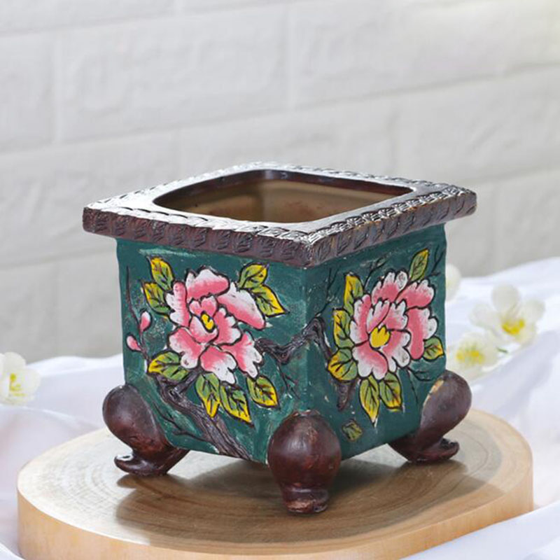 Bonsai Garden Europe - เกาหลีสไตล์ Handpainted ดอกไม้รูปแบบเซรามิค Succulent Plant หม้อบอนไซแจกัน
