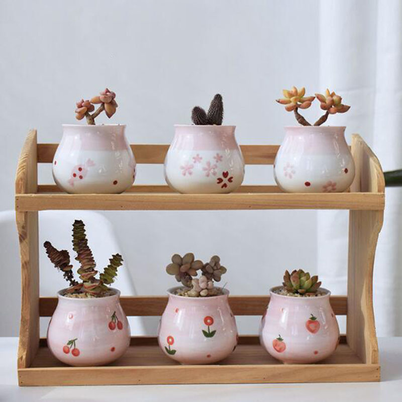 Bonsai Garden Europe - น่ารักหัวใจสาวสีชมพู Series เนื้อกระถางต้นไม้กระถางดอกไม้ Breathable แจกันบอนไซคอนเทนเนอร์ของประดับโต๊ะทำงาน Home