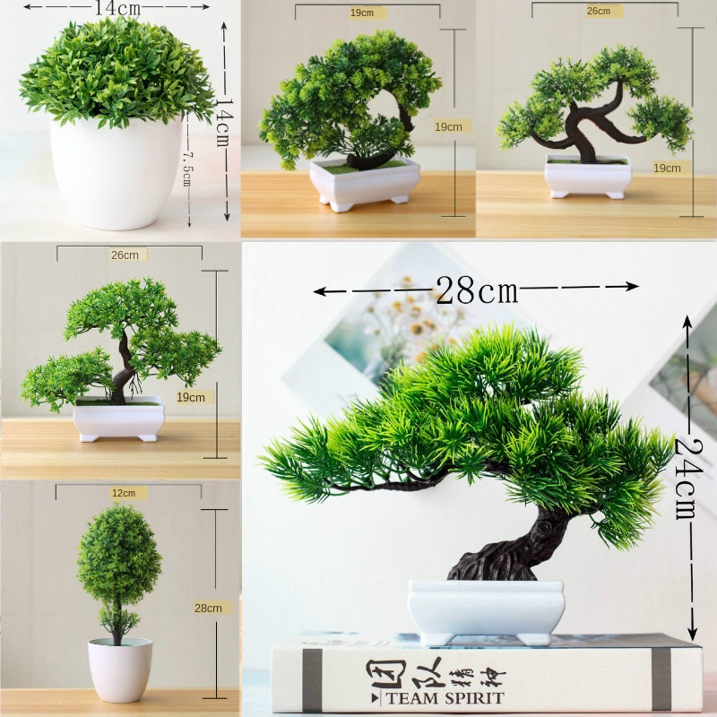 Bonsai Garden Mini - ใหม่สีเขียวพืชประดิษฐ์บอนไซต้นไม้ขนาดเล็กหญ้าดอกไม้กระถางบอนไซฮาโลวีนงานแต่งงาน Christmas Party Home office decor