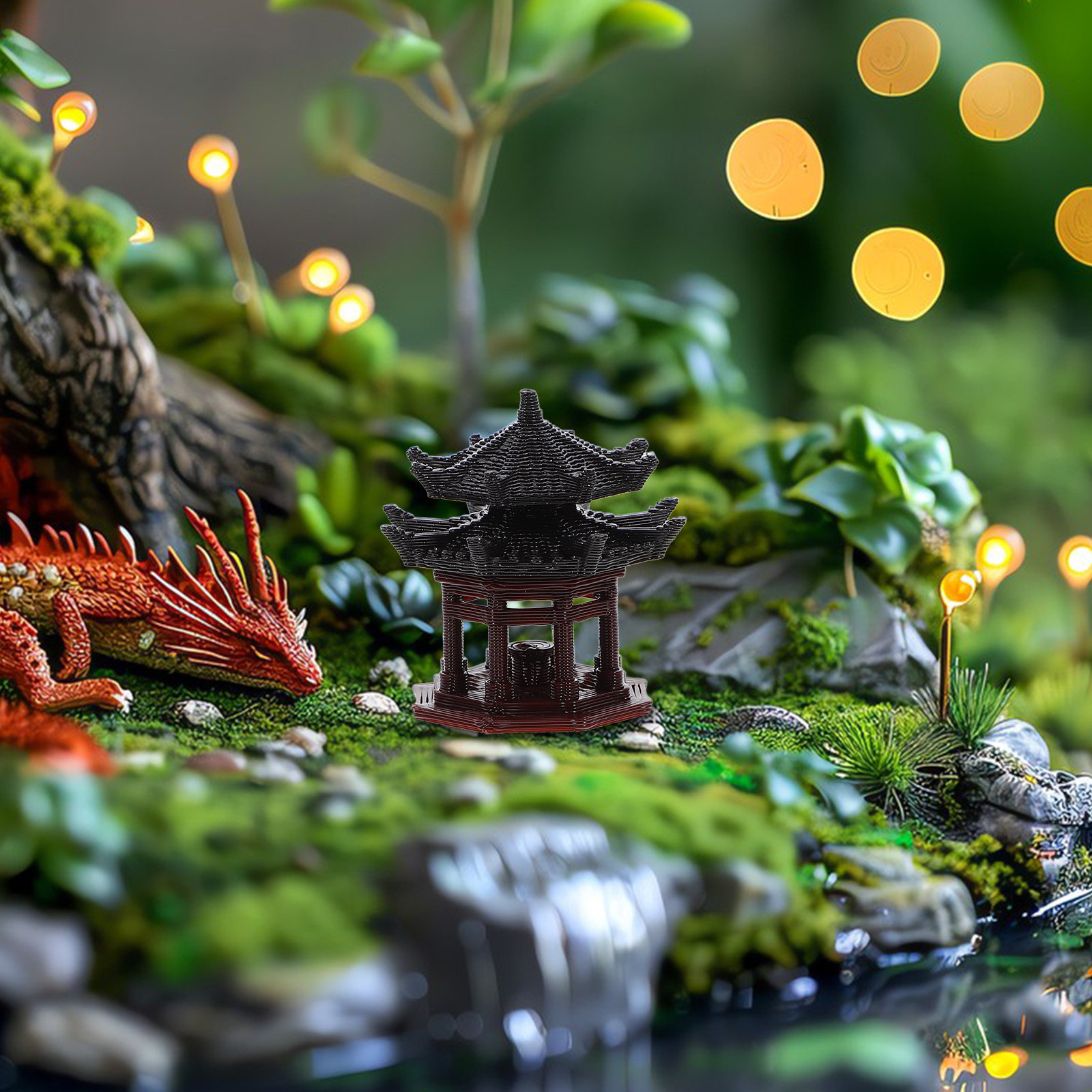 รูปปั้นศาลาจิ๋ว สไตล์จีน สำหรั - Bonsai Garden Zen บทวิจารณ์และราคา