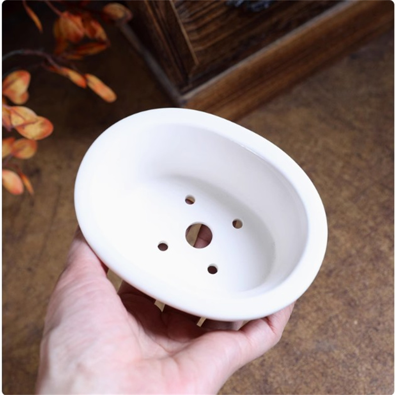 พอร์ซเลนสีขาวรูปไข่Bonsaiหม้อ, - Bonsai Garden Chinese Garden บทวิจารณ์และราคา