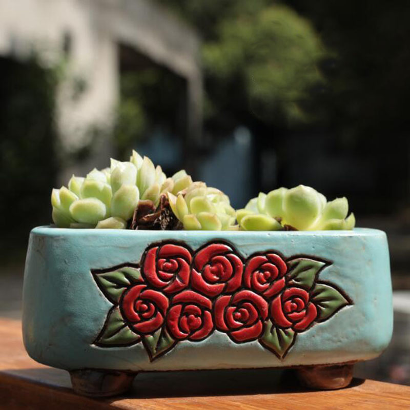 เซรามิคสี่เหลี่ยมผืนผ้าดอกไม้ร - Bonsai Garden Europe บทวิจารณ์และราคา