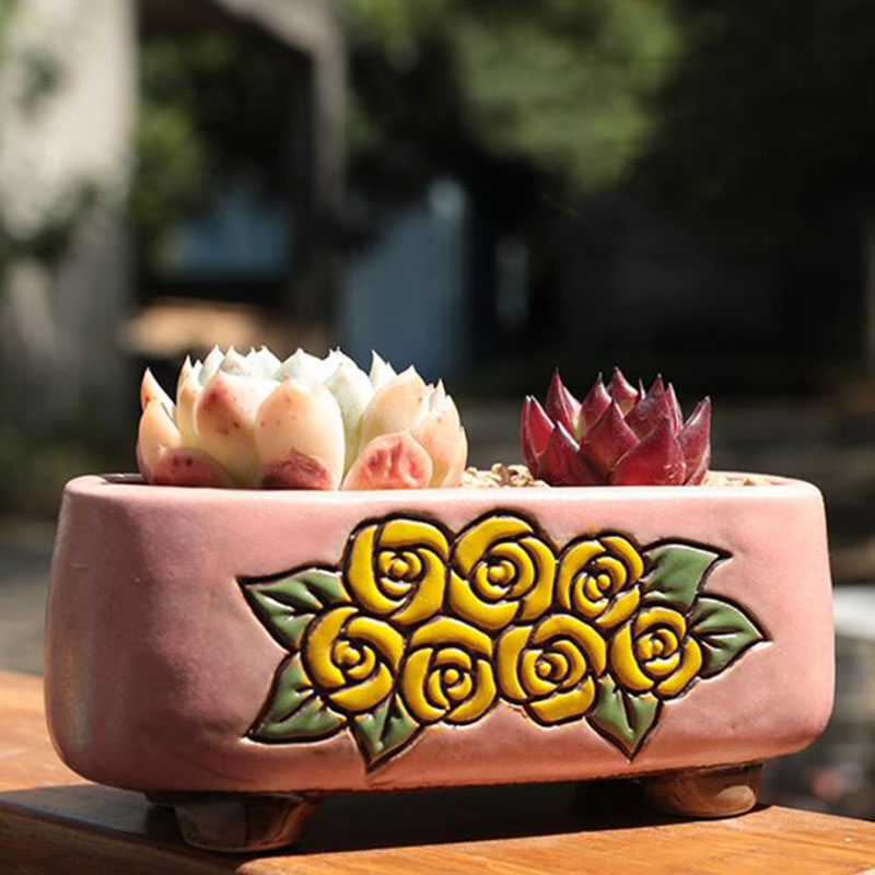 เซรามิคสี่เหลี่ยมผืนผ้าดอกไม้ร - Bonsai Garden Europe บทวิจารณ์และราคา