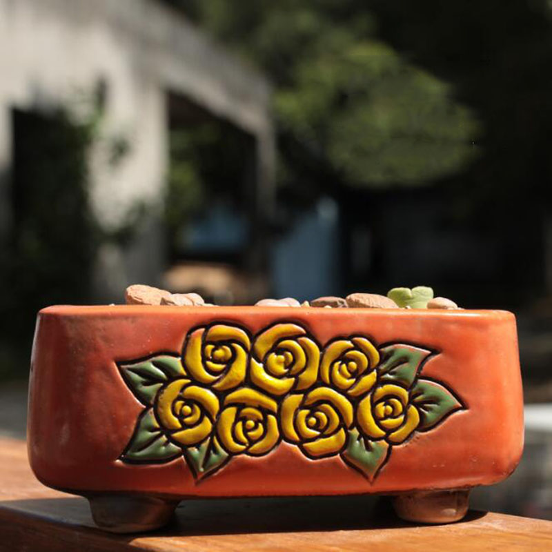 เซรามิคสี่เหลี่ยมผืนผ้าดอกไม้ร - Bonsai Garden Europe บทวิจารณ์และราคา