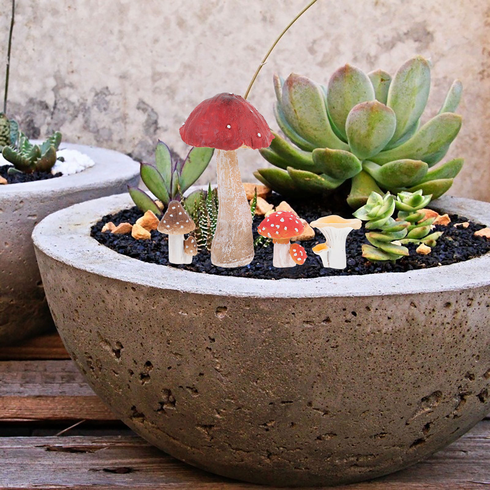 ชุดเห็ดจิ๋วเรซิ่น 4 ชิ้น สำหรั - Bonsai Garden Miniature บทวิจารณ์และราคา