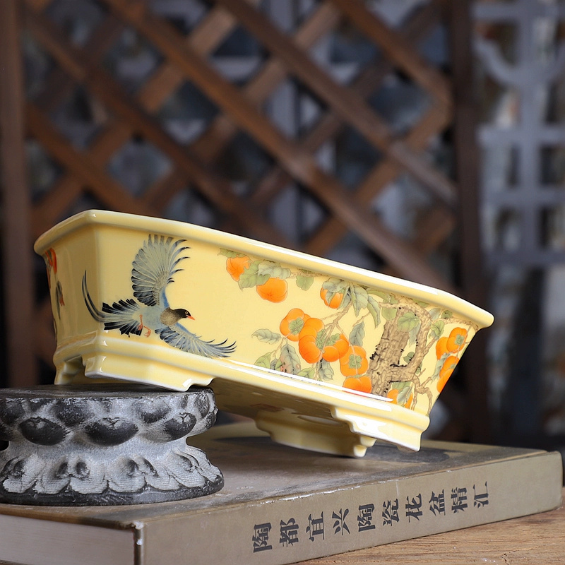 หม้อบอนไซสี่เหลี่ยมผืนผ้าพอร์ซ - Bonsai Garden Chinese Garden บทวิจารณ์และราคา