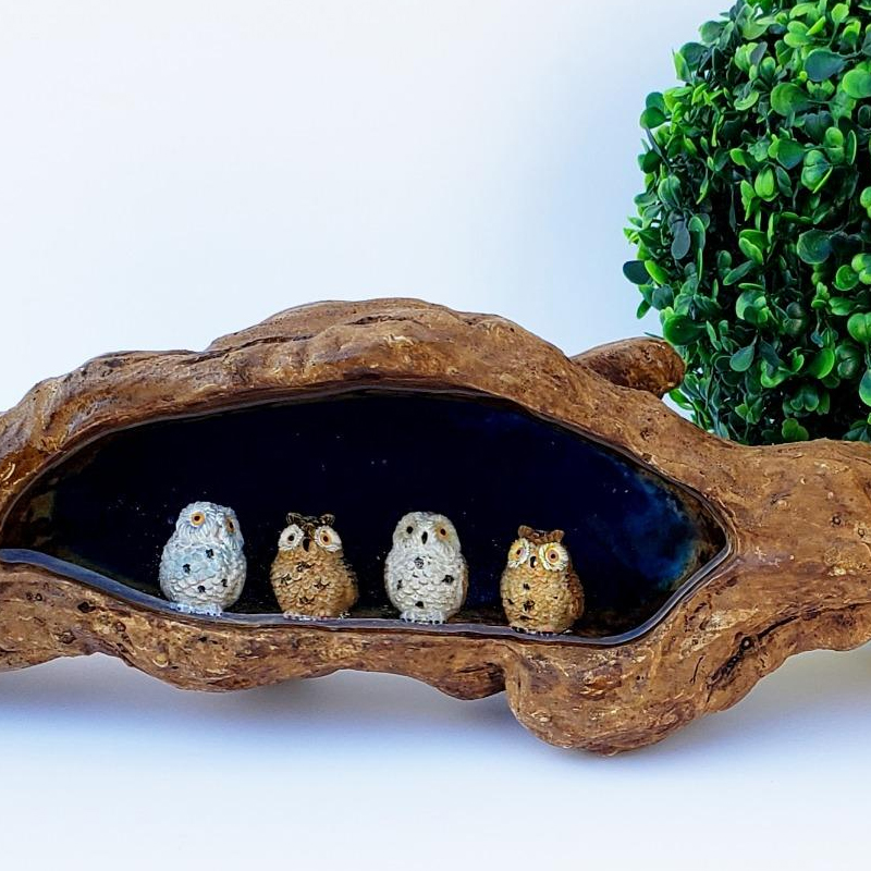 4 ชิ้นเรซิ่นมินินกฮูก Miniatur - Bonsai Garden Mini บทวิจารณ์และราคา